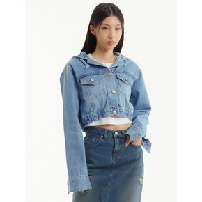 후드 데님 크롭자켓 블루_HOOD DENIM CROP JACKET BLUE