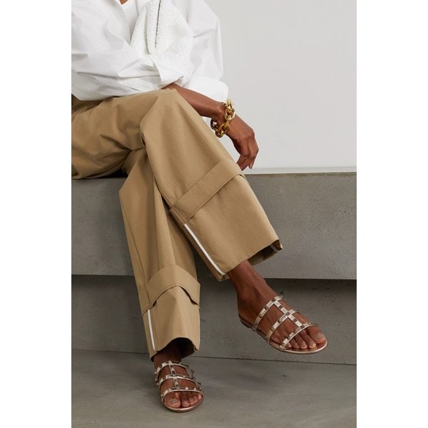 Rockstud Metallic Leather Sandals 골드 6630340699132176