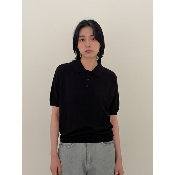 Silk Blend Collar Knit_Black