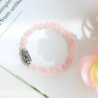 박씨상방 핑크 장미석 매화꽃 비휴팔찌 6미리 염주 천연석