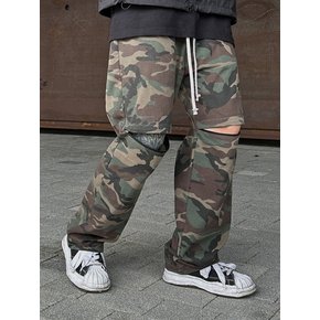 WIDE COTTON KNEE ZIPPER PANTS (CAMO)