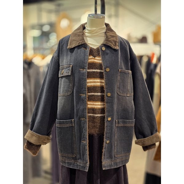[파주점] 랩 코듀로이 배색 카라 퀼팅 데님 자켓 AQ4DZA60