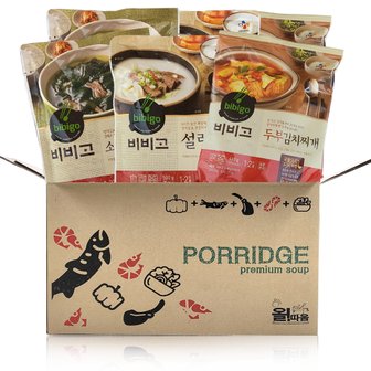  비비고 국탕류 선물기획세트 (소고기미역국+두부김치찌개+설렁탕) 각2입, 총6입