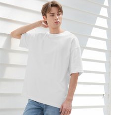 남성 오버핏 엠보스 모노그램 로고 반팔 티셔츠(4RAB806)