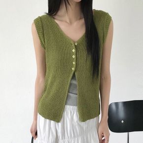 브이넥 니트조끼 뷔스티에 나시티 레이어드 브이넥 베스트_P423515697