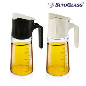 소스 오일병 500ml (블랙+화이트) 참기름 간장용기 유리병 손잡이양념통