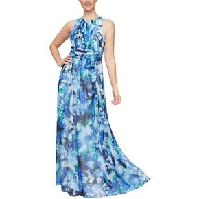 4709706 Alex  Eve Womens Chiffon Maxi Evening Dress