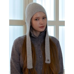 [연말 스페셜 6mm+10mm 진주귀걸이 증정] Angora earflap beanie - Light grey