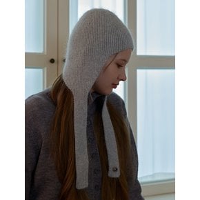 [연말 스페셜 6mm+10mm 진주귀걸이 증정] Angora earflap beanie - Light grey