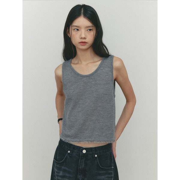 FRILLY WOOL SLEEVELESS KNIT(GR)