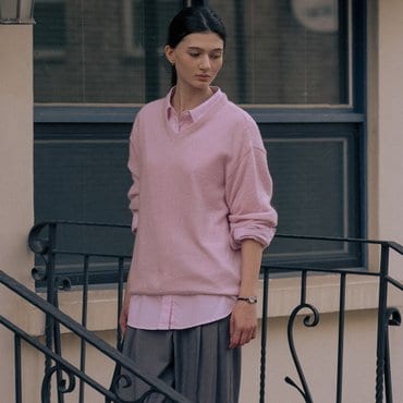 틸아이다이 V-neck loose knit TIFA01SW03_Pink