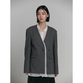 COLLARLESS LAYERED JACKET [GREY]