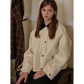 Wool Collar Half Jacket Oatmeal