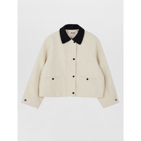 Wool Collar Half Jacket Oatmeal