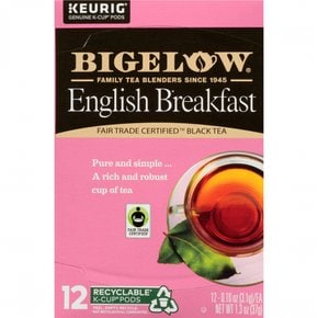 Bigelow Tea비글로우  Tea  비글로우  홍차  영국식  아침  식사  큐리그  K컵  차  포드  12개