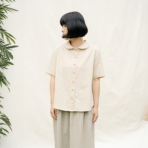 26SS_린넨 라운드칼라 셔츠 4부 베이지 632601BE