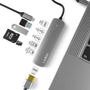 랩디오 C타입 USB허브 6포트 usb3.0 HDMI 맥북 노트북 멀티 허브 6in1