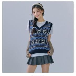 체이스 컬트 HC09 여성 V-NECK 패턴 베스트-  CFRG7373C04 (S23454030)