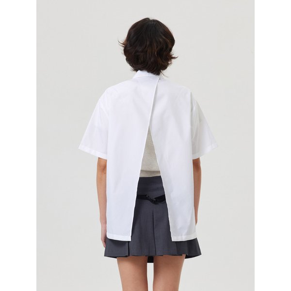 오픈 백 하프 워크셔츠  화이트