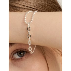 [Ib315]Unbal Big Oval Silver Bracelet