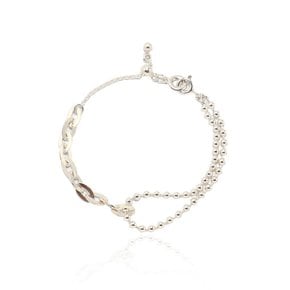 [Ib315]Unbal Big Oval Silver Bracelet