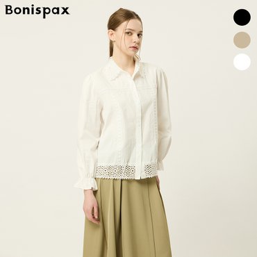 보니스팍스 펀칭 레이스 카라 프릴 블라우스 셔츠 (XP2SH023M0)