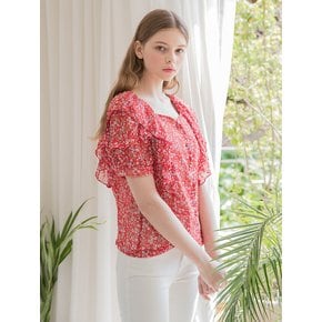 Chiffon Square Ruffle Blouse