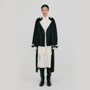 ZENIA Unbalanced Long Coat - Black