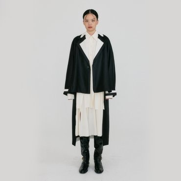 EENK ZENIA Unbalanced Long Coat - Black