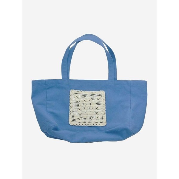 Flower Doily Big Canvas Shopper Bag _ Blue
