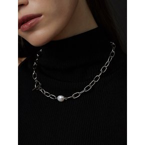 [SURGICAL] ONE PEARL BOLD CHAIN NECKLACE (2colors) AN322011