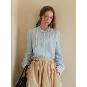 Cest_Ruffled collar striped shirt