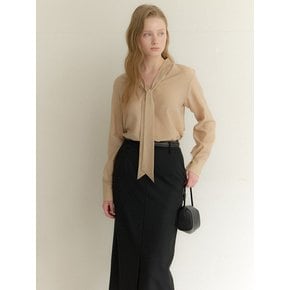 2way Simple Tie Blouse / Gold Beige(3color)