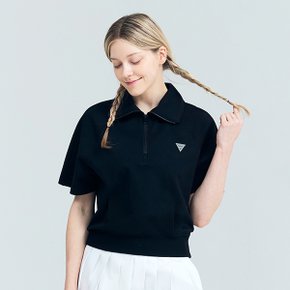 [ [어베이브] 골프 테니스 여성용 빅카라 집업 티셔츠 블랙