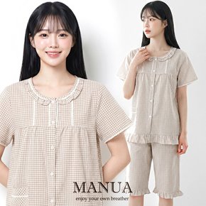 국산 마누아 여성 잠옷 세트 순면 효소가공 반팔 여름 여자 파자마 상하 MSW5809