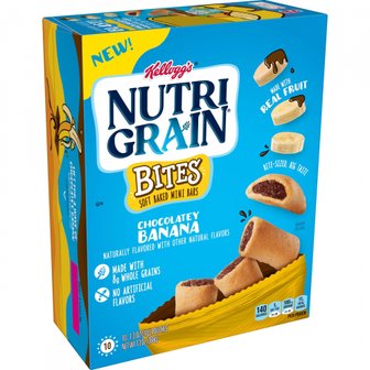  [해외직구] 켈로그  NutriGrain  NutriGrain  Bites  미니  아침식사  바  초콜릿  바나나  13온스  10개