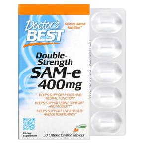 [해외직구] 닥터스베스트 더블 스트랭스 쌤E 400mg 30정 2팩 Doctor`s Best Double Strength SAM-e (Disulfate Tosylate) 400mg