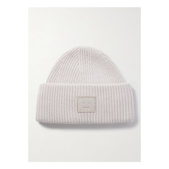 아크네스튜디오 아플리케 골지 울 야크 헤어 혼방 비니 라이트 그레이 46376663162899063