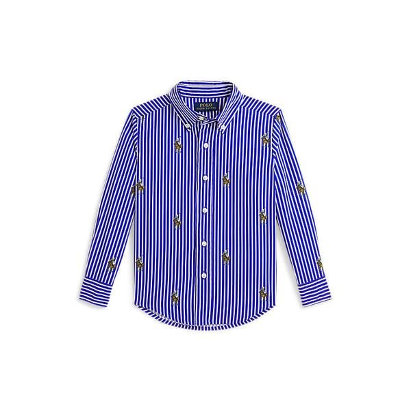 폴로 키즈 남아 2-7세 폴로 베어 스트라이프 코튼 셔츠(CWPOWOVB6820649400)