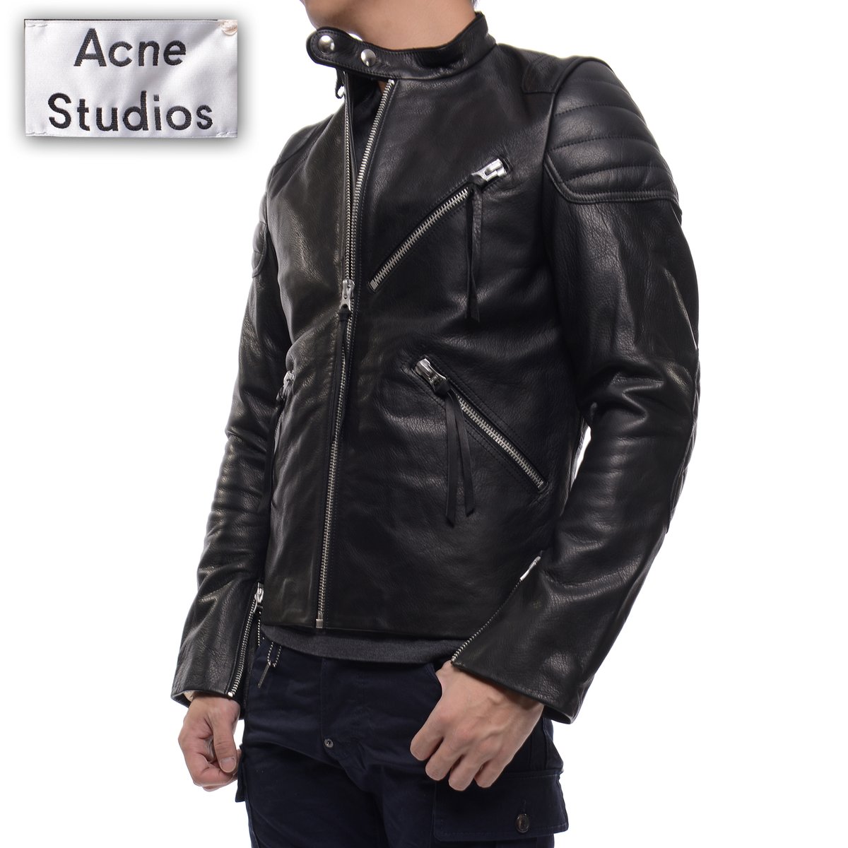 QR인증][14년F/W]ACNE 남성 레더 라이더자켓 OLIVER_2AH141_900_14F 