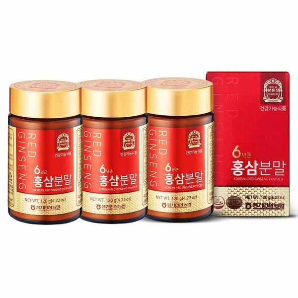 [풍기인삼농협] 황풍정 6년근 홍삼분말 120gx3병 /쇼핑백 포함