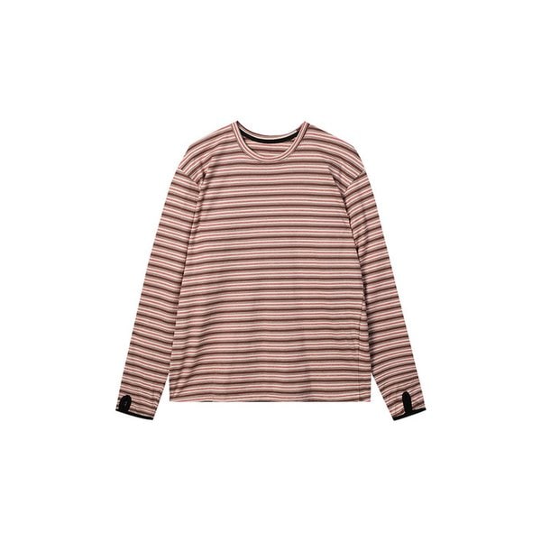 Circular Type Striped L/S Tee - Red