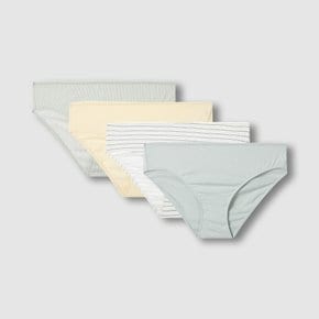 여 코튼 스트라이프 힙허거 팬티 4매 (MINT GREY/ PINK/ GREY)