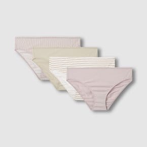 여 코튼 스트라이프 힙허거 팬티 4매 (MINT GREY/ PINK/ GREY)