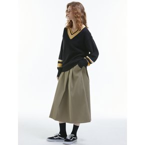 Double Pintuck Long Skirt [Beige]