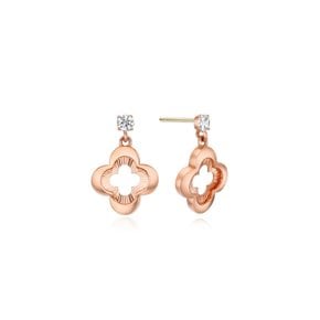 14K 핑크 골드 플레르 랩다이아 3링 귀걸이 TETK4P04193SLDP