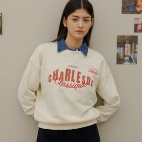 Rohan embroidery crop sweat shirt_Cream