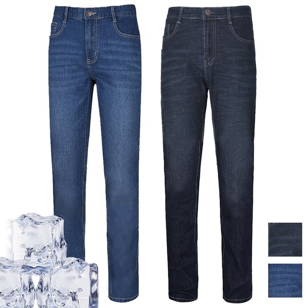 남자 여름 중년 일자핏 스판 데님 청바지 LV-JES-Q001