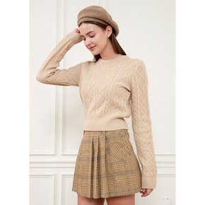 Cinnamon Cable Wool Knit Sweater - Beige