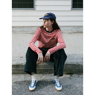 그린버터 Chain-Needlework Stripe Tee (Red)